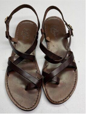 Patrizia Roma Brown Leather Toe Loop Strappy Sandals Made in Italy 39 Fall Sale